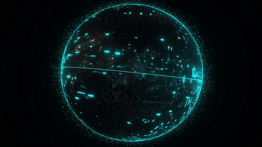 网络圆形素材圆形光点科技光线背景插画
