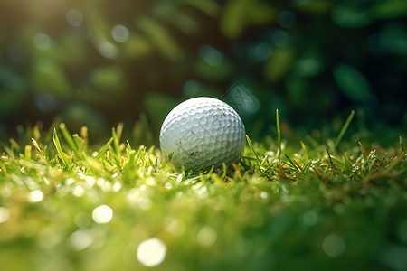 字形绿色草地上的高尔夫球插画