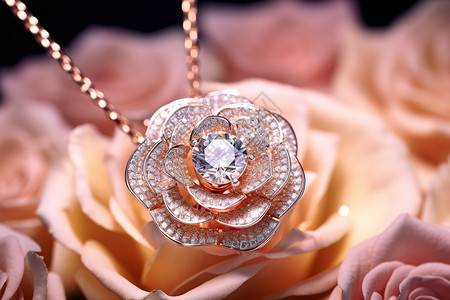花朵形状的珠宝项链背景图片