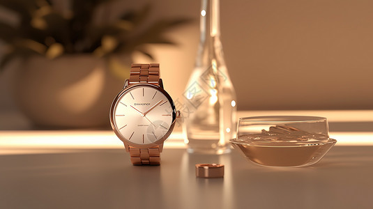 高硼硅玻璃高端的女式手表插画