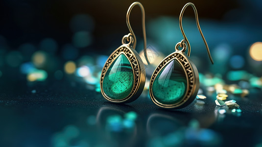 珠宝绿宝石耳环背景图片