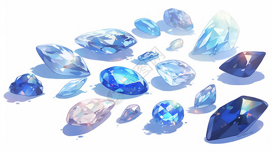 水晶首饰一堆美丽的闪亮钻石和宝石插画