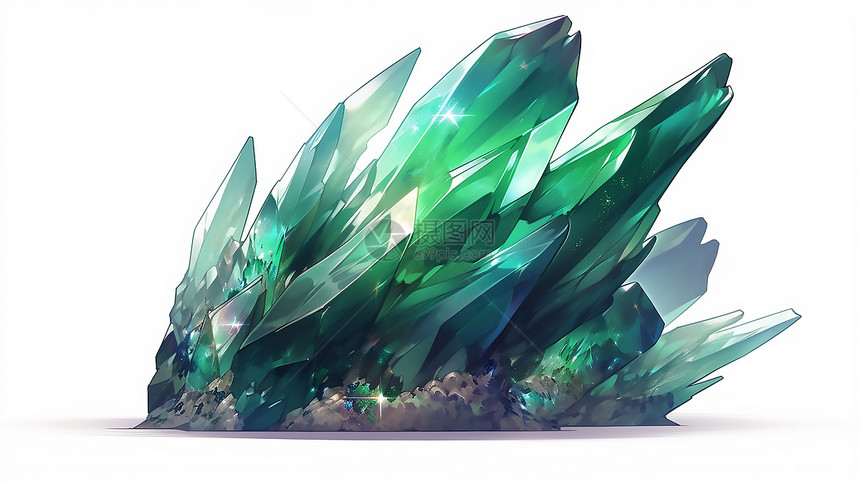绿水晶原矿宝石插图数艺术图片