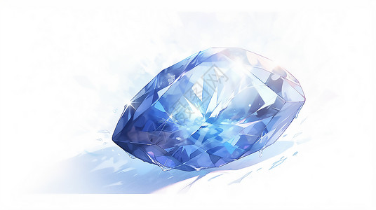 耀眼的钻石耀眼的蓝水晶宝石插图插画