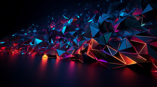 立体几何体科技彩色几何体插画