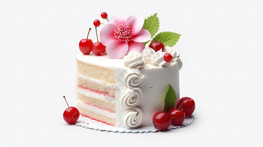 一块鲜花水果蛋糕图片