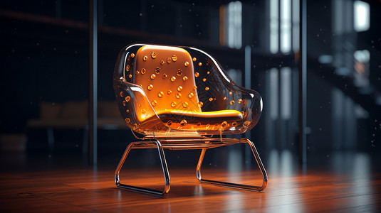 透明凳子素材透明塑料纸质感小椅子插画