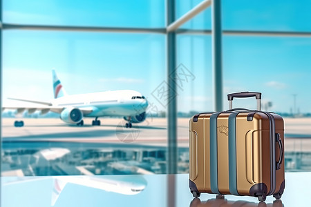 拉箱旅行旅游出行机场里的行李箱拉杆箱插画
