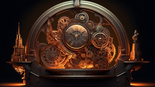 生锈的金属时钟图片