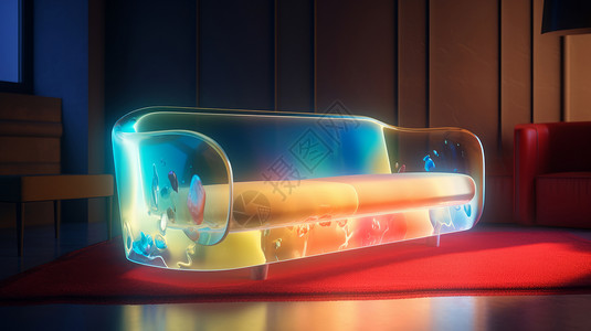 发光的霓虹光科幻双人沙发图片