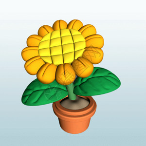 黄色大花朵立体卡通粘土风格向阳花朵GIF高清图片