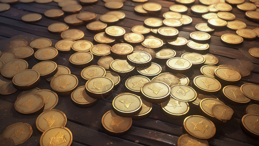 散落的欧元金币卡通复古金币散落在地上插画