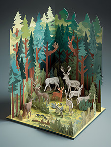 森林故事立体绘本背景图片