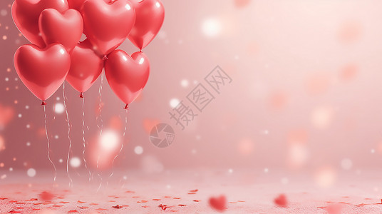 心气球心形气球空间情人节背景插画