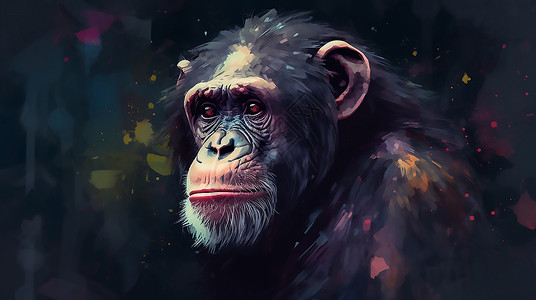 野性彩绘黑猩猩插画