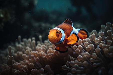 海洋生物小丑鱼海洋海底世界的小丑鱼插画
