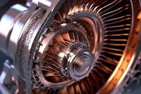 飞机结构发动机模型工程细节金属纹理插画