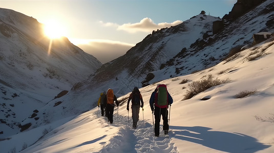 征服攀登雪山图片