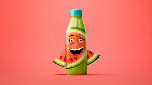 可爱的西瓜汁饮料瓶卡通高清图片