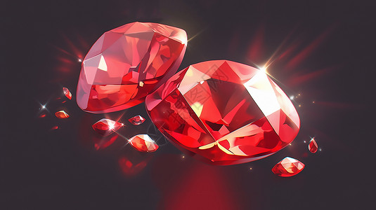 红宝石耳环圆形红宝石珠宝首饰插画