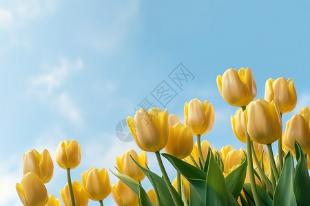 黄色郁金香花朵唯美清新背景图片
