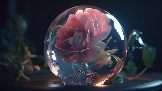 花朵魔法水晶球背景图片