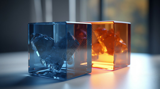 正方体盒子透明正方体水晶插画