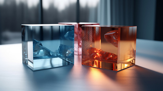 正方体盒子透明正方体水晶装饰插画
