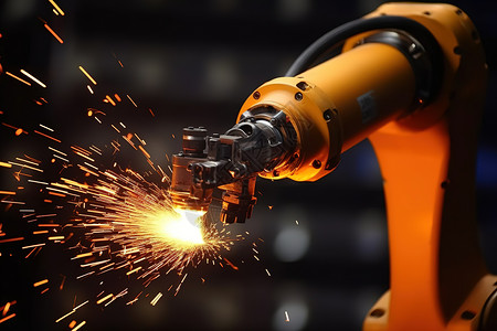 机器人焊接机械臂高速焊炬焊接精确工作插画