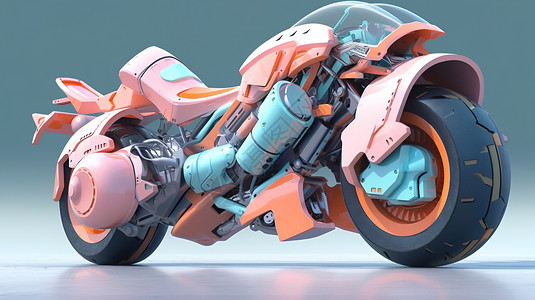 摩托车模型可爱的摩托车插画
