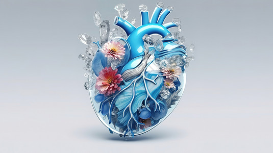透明玻璃的心脏概念图图片