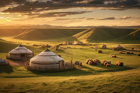 蒙古包游牧绵羊图片