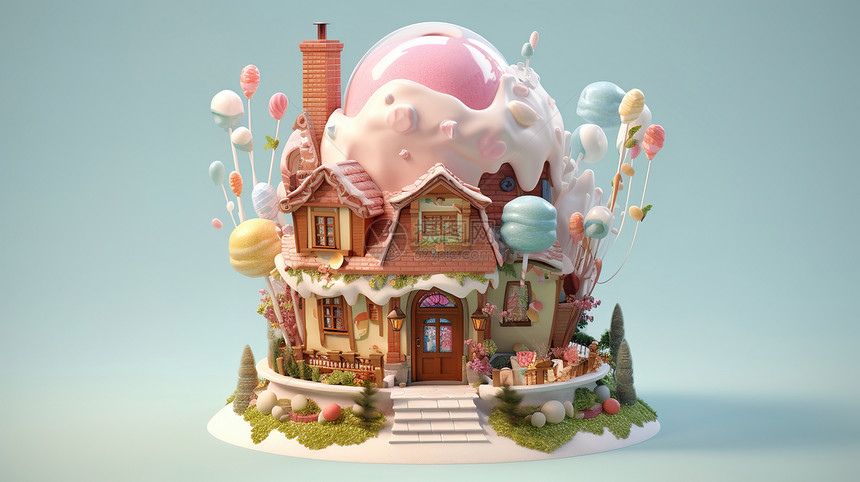 甜美的冰淇淋房子图片