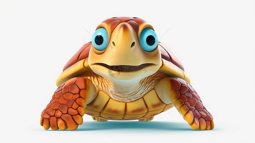 3D卡通海龟插图图片