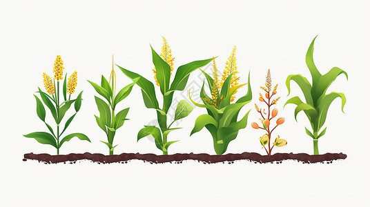 生长阶段生长的玉米幼苗插画
