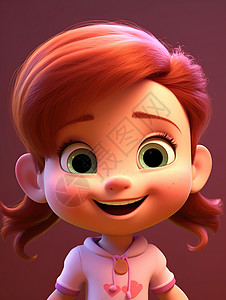 大眼睛的女生3D可爱娃娃头像插画