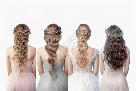 婚礼新娘伴娘大方发型设计背景图片