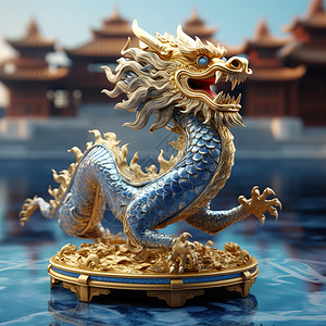 玛瑙黄金手串中国龙超精细3D模型插画