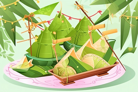 端午节粽子美食海报背景图片