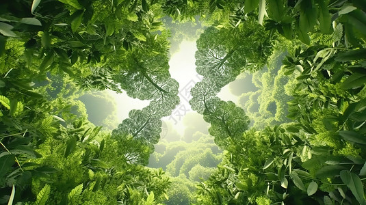 空气新鲜人类健康的肺绿叶概念插画