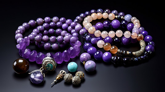 天然缅甸手镯漂亮的紫水晶手串插画