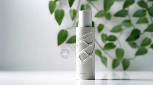 绿植瓶子白色立体护肤瓶品实拍设计图片