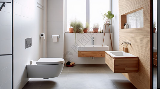 浴室柜描述干净整洁白色马桶洗手间插画