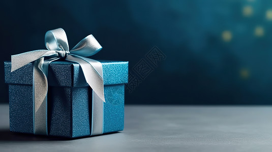 蓝色生日礼盒一个父亲节礼物插画