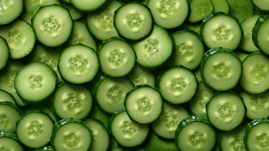 绿色新鲜的黄瓜片背景图片