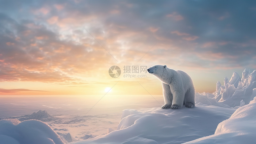 北极熊在寒冷的北极图片