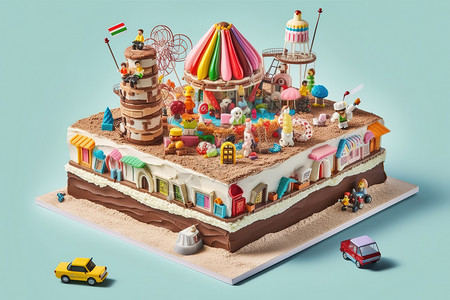 游乐园蛋糕儿童节蛋糕图片