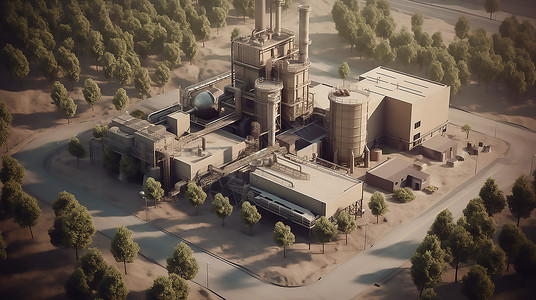 小场景模型工业工厂背景图片