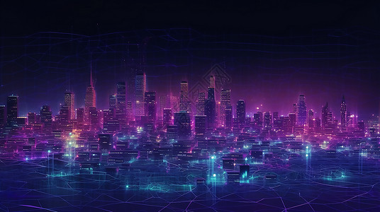 霓虹光感城市背景图片