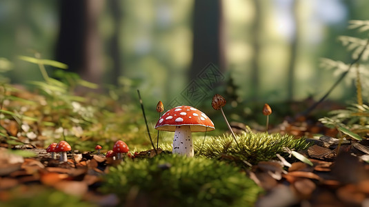 可爱的斑点蘑菇背景图片